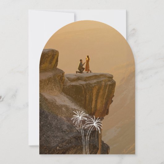 Gebogen minimalistische tropen bruiloft kaart (Achterkant)