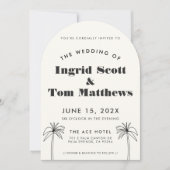 Gebogen minimalistische tropen bruiloft kaart (Voorkant)