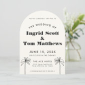 Gebogen minimalistische tropen bruiloft kaart (Staand voorkant)