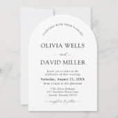 Gebogen Modern Zwart-wit minimalistische bruiloft Kaart (Voorkant)