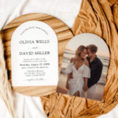 Gebogen Modern Zwart-wit minimalistische bruiloft Kaart