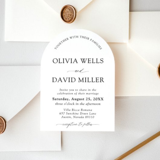 Gebogen Modern Zwart-wit minimalistische bruiloft Kaart