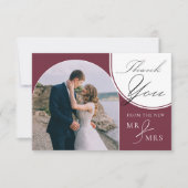 Gebogen Multi Foto Elegante Kalligrafie Bourgondië Bedankkaart (Voorkant)