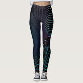 Gebogen neon all-over-print Leggings (Voorkant)