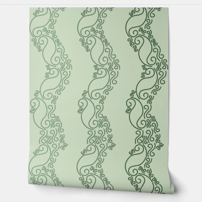 Gebogen Ombre Strepen - Groen Behang (Afrollen)