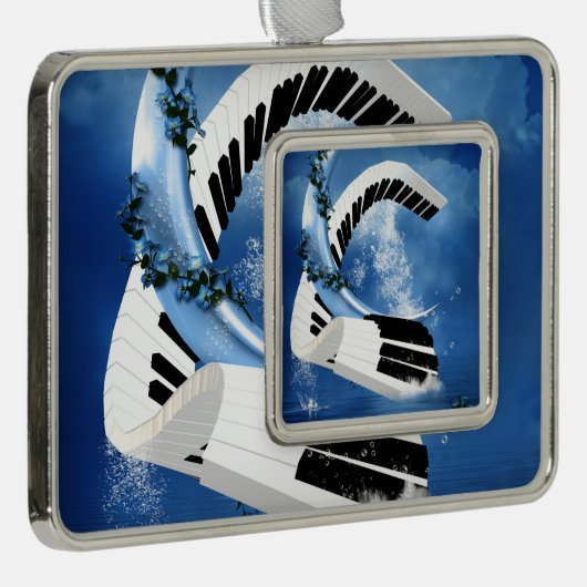 gebogen piano verzilverd omlijst ornament (Rechts)