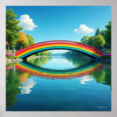 Gebogen regenboogbrug reflectie poster (Voorkant)