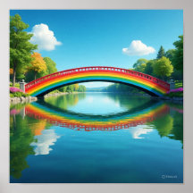 Gebogen regenboogbrug reflectie