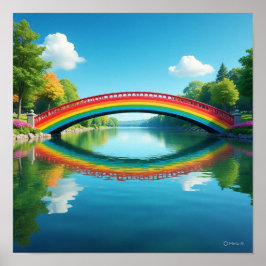 Gebogen regenboogbrug reflectie poster
