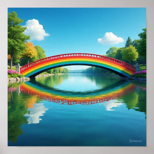 Gebogen regenboogbrug reflectie poster (Voorkant)