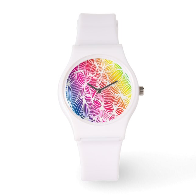 gebogen regenbooglijnen horloge (Voorkant)