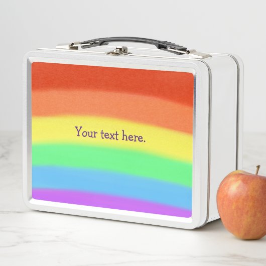 Gebogen regenboogmengsels, jouw tekst, lunchbox (In situ)