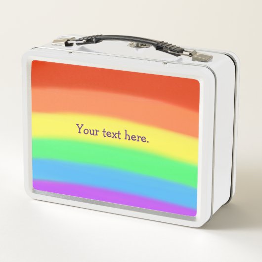Gebogen regenboogmengsels, jouw tekst, lunchbox (Achterkant)