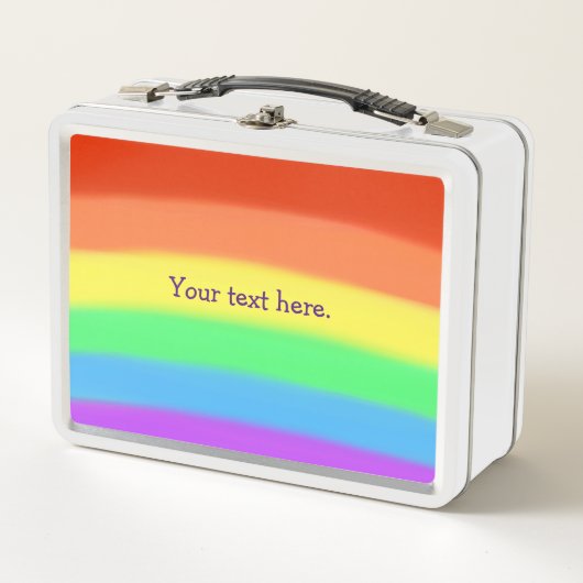 Gebogen regenboogmengsels, jouw tekst, lunchbox (Voorkant)