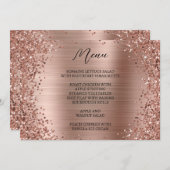 Gebogen Roos Gouden Glitter en Metallic Folie Menu (Voorkant / Achterkant)