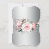 Gebogen Roze Rose Zilver Elegantie Bruiloft Kaart (Achterkant)