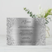 Gebogen Silver Glitter en Metallic Folie Menu (Staand voorkant)