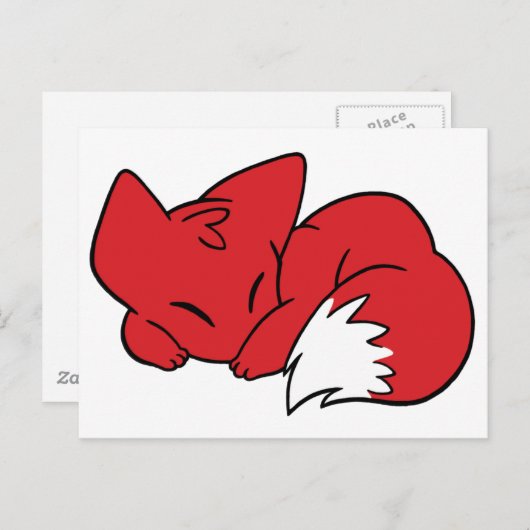 gebogen slaapvos briefkaart (Voorkant / Achterkant)