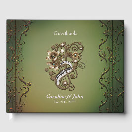 Gebogen steampunk piano keyboard. gastenboek