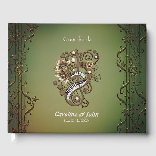 Gebogen steampunk piano keyboard. gastenboek (Voorkant)