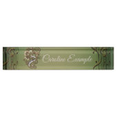 Gebogen steampunk piano keyboard. naambordje (Voorkant)