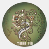 Gebogen steampunk piano keyboard. ronde sticker (Voorkant)