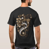 Gebogen steampunk piano keyboard. t-shirt (Achterkant)