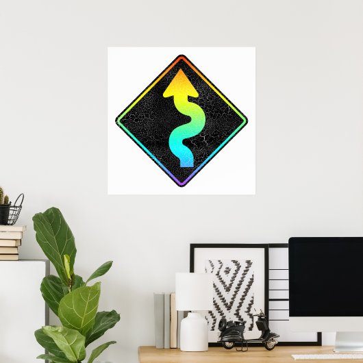 gebogen straatbord poster (Thuiskantoor)