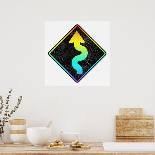 gebogen straatbord poster (Keuken)