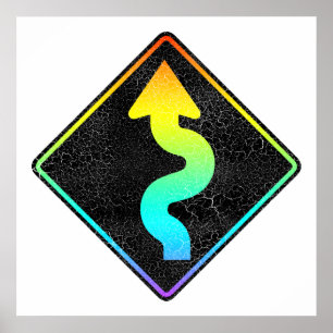 gebogen straatbord poster