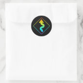 gebogen straatbord ronde sticker (Tas)
