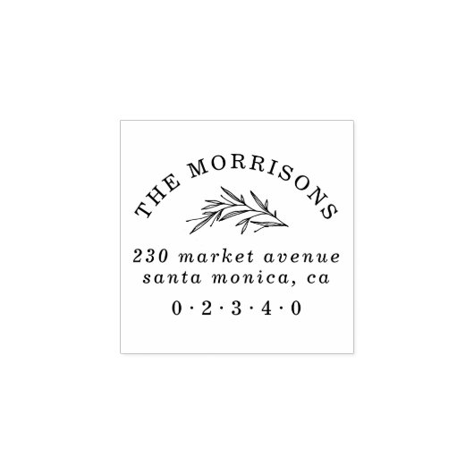 Gebogen tekst Familienaam & Botanisch Retouradres Rubberstempel (Afrduk)