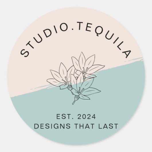 Gebogen tekst Logo in grijs en beige Ronde Sticker (Voorkant)