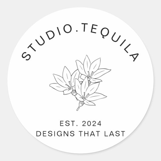 Gebogen tekst Logo in grijs en beige wit Ronde Sticker (Voorkant)