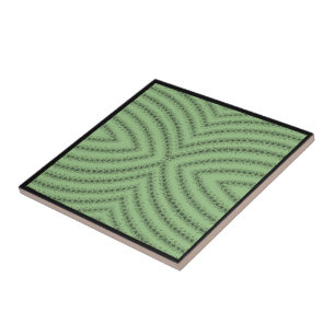 Gebogen Textuurpenseelstreken Patroon Zwart Groen Tegeltje