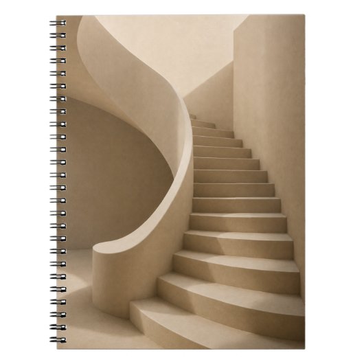 Gebogen trap minimalistisch beige notitieboek (Voorkant)