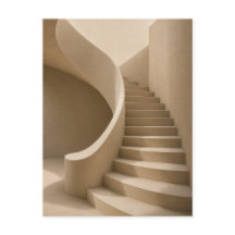 Gebogen trap minimalistische beige ansichtkaart
