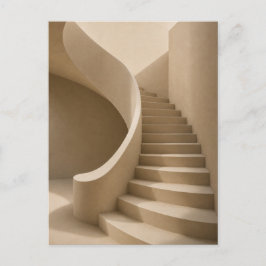Gebogen trap minimalistische beige ansichtkaart briefkaart