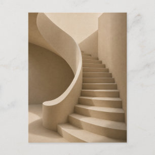 Gebogen trap minimalistische beige ansichtkaart briefkaart