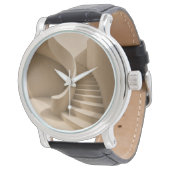 Gebogen Trap Minimalistische Beige Horloge (Gekanteld)