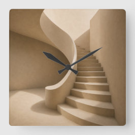 Gebogen Trap Minimalistische Beige Wandklok