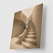 Gebogen Trap Minimalistische Beige Wandklok (Hoek)