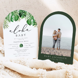 Gebogen Tropische Palmbladeren Aloha Baby Shower  Kaart