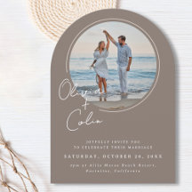 Gebogen Trouwfoto Casual Schrift Voorletters Trouw