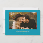 Gebogen typografie multi foto aqua blauw save the date (Achterkant)