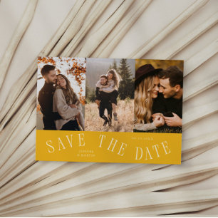 Gebogen typografie Multi foto Geel Save The Date