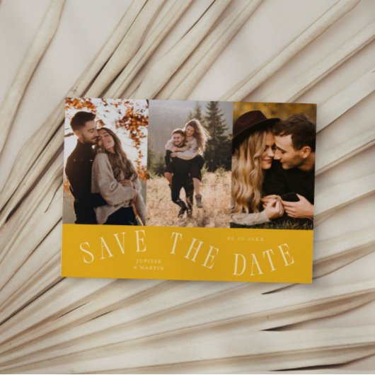 Gebogen typografie Multi foto Geel Save The Date