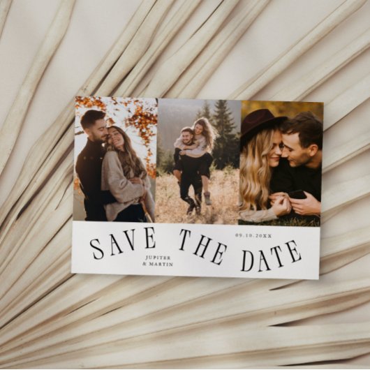 Gebogen typografie Multi foto wit Save The Date