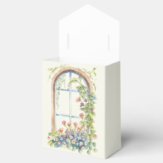 Gebogen venster bloemetjesweergave bedankdoosjes (Geopend)