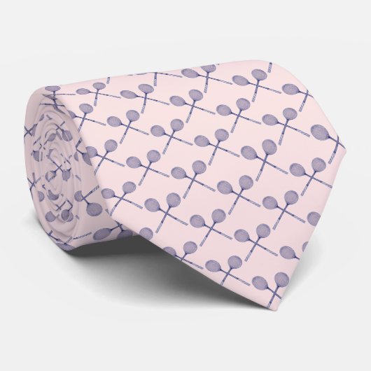 Gebogen vierkante inkepingen Blauw Lt Roze Stropdas (Opgerold)